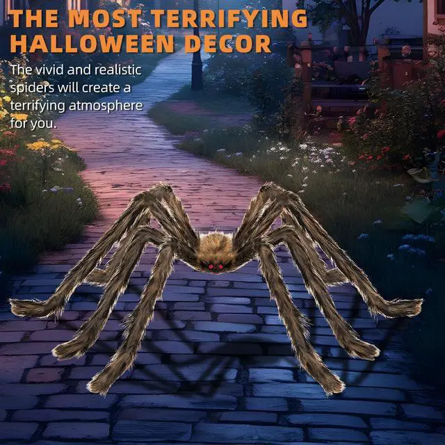 Alt view image 6 of 7 - Halloween Decorations Outdoor and Indoor,78" Giant Spider Decorations,Scary Large Spider Props for Yard Lawn,Halloween Party Decorations,Haunted House Decor,Golden