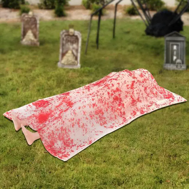 Main image of Scary Halloween Decorations Outdoor and Indoor,The Grave Dead Victim Crime Scene Prop,Haunted House Decorations,Halloween Party Decor,Dead Body Halloween Prop for Yard.