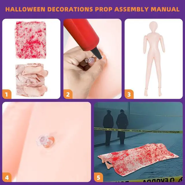 Alt view image 5 of 7 - Scary Halloween Decorations Outdoor and Indoor,The Grave Dead Victim Crime Scene Prop,Haunted House Decorations,Halloween Party Decor,Dead Body Halloween Prop for Yard.
