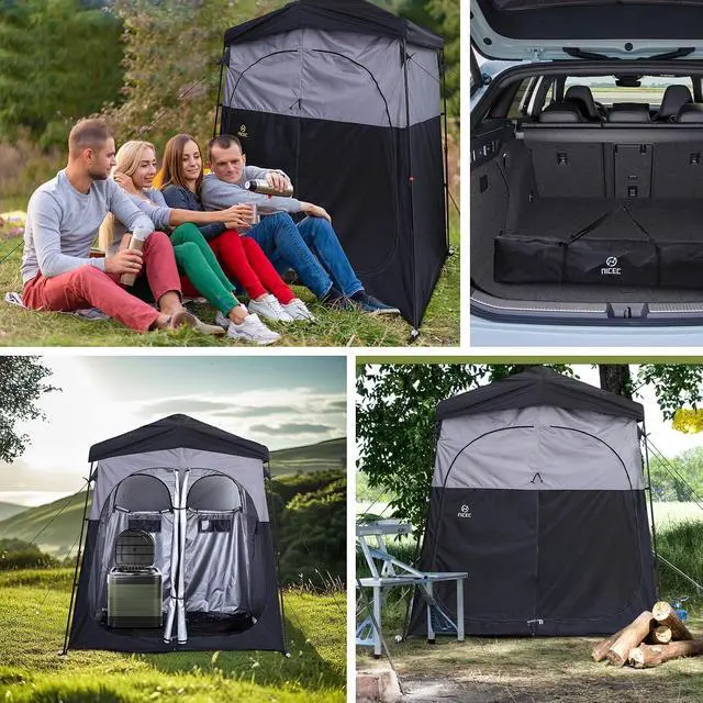 Alt view image 6 of 7 - Camping Shower Tent, Instant Pop Up Privacy Changing Tent, Outdoor Shower Enclosure, Toilet Tents, Camping Bathroom, Oversize (2 Room)