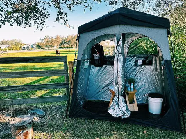 Alt view image 5 of 7 - Camping Shower Tent, Instant Pop Up Privacy Changing Tent, Outdoor Shower Enclosure, Toilet Tents, Camping Bathroom, Oversize (2 Room)