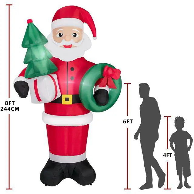 Alt view image 2 of 7 - 8FT Christmas Inflatables Santa Claus with Christmas Tree,Inflatables Decorations Outdoor/Indoor,Christmas Blow Up Santa Claus Yard Decorations Built-in LED Lights,for Yard/Lawn/Garden.