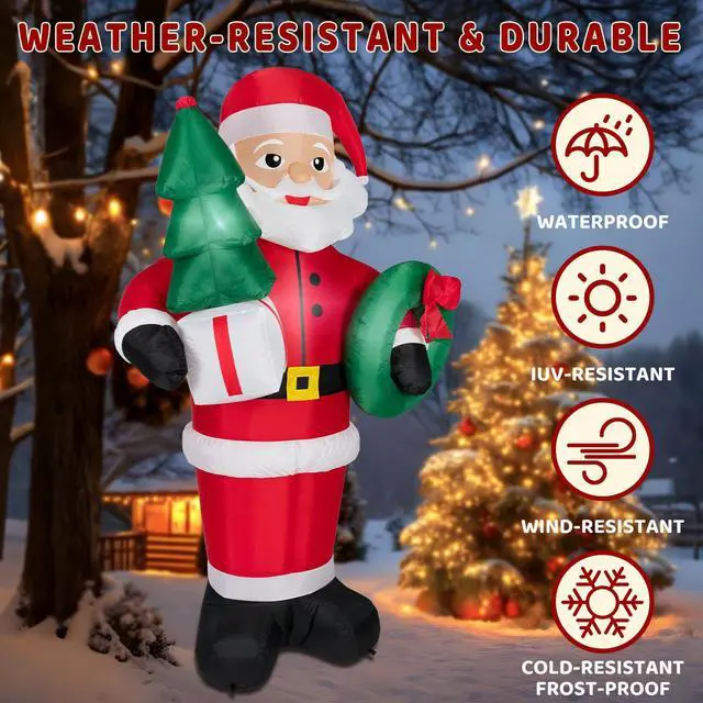 Alt view image 3 of 7 - 8FT Christmas Inflatables Santa Claus with Christmas Tree,Inflatables Decorations Outdoor/Indoor,Christmas Blow Up Santa Claus Yard Decorations Built-in LED Lights,for Yard/Lawn/Garden.