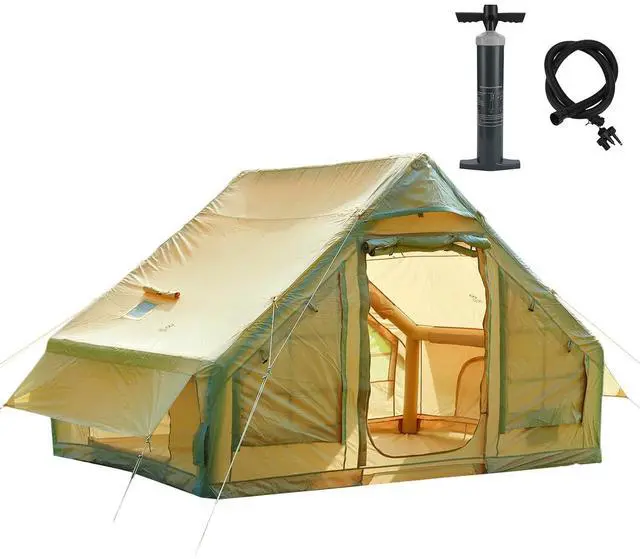 Main image of Inflatable Tent for Camping, Glamping Tent for Adults, Blow Up Tents, with Air Pump, 2-in-1 Air Valve, Chimney Opening, Waterproof, Windproof, Easy Set Up