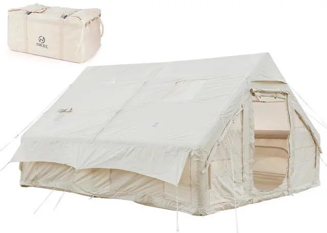 Main image of Inflatable Tent for Camping, Glamping Tent for Adults, Blow Up Tents, with Air Pump, 2-in-1 Air Valve, Chimney Opening, Waterproof, Windproof, Easy Set Up
