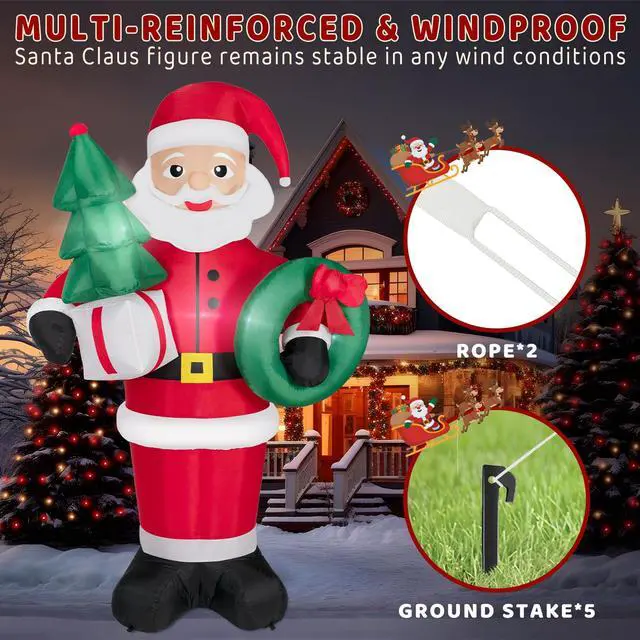 Alt view image 6 of 7 - 8FT Christmas Inflatables Santa Claus with Christmas Tree,Inflatables Decorations Outdoor/Indoor,Christmas Blow Up Santa Claus Yard Decorations Built-in LED Lights,for Yard/Lawn/Garden.