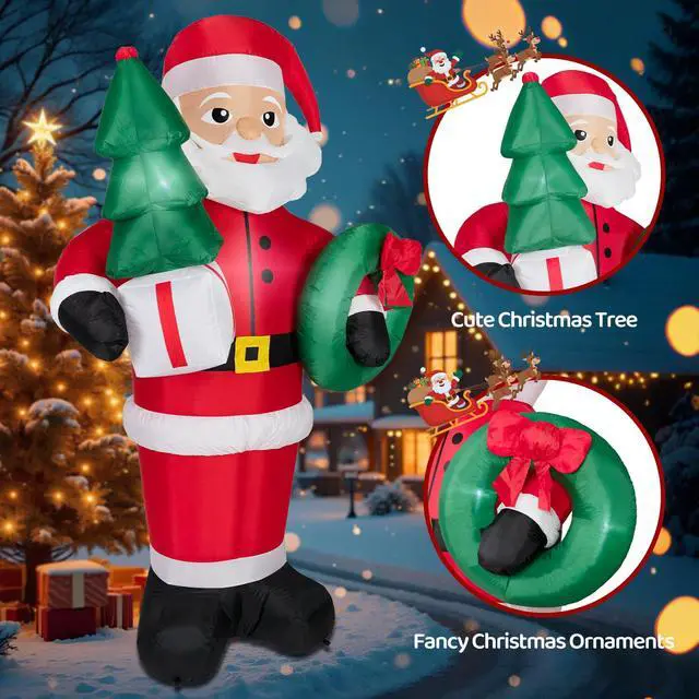 Alt view image 7 of 7 - 8FT Christmas Inflatables Santa Claus with Christmas Tree,Inflatables Decorations Outdoor/Indoor,Christmas Blow Up Santa Claus Yard Decorations Built-in LED Lights,for Yard/Lawn/Garden.