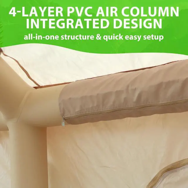 Alt view image 7 of 7 - Inflatable Tent for Camping, Glamping Tent for Adults, Blow Up Tents, with Air Pump, 2-in-1 Air Valve, Chimney Opening, Waterproof, Windproof, Easy Set Up