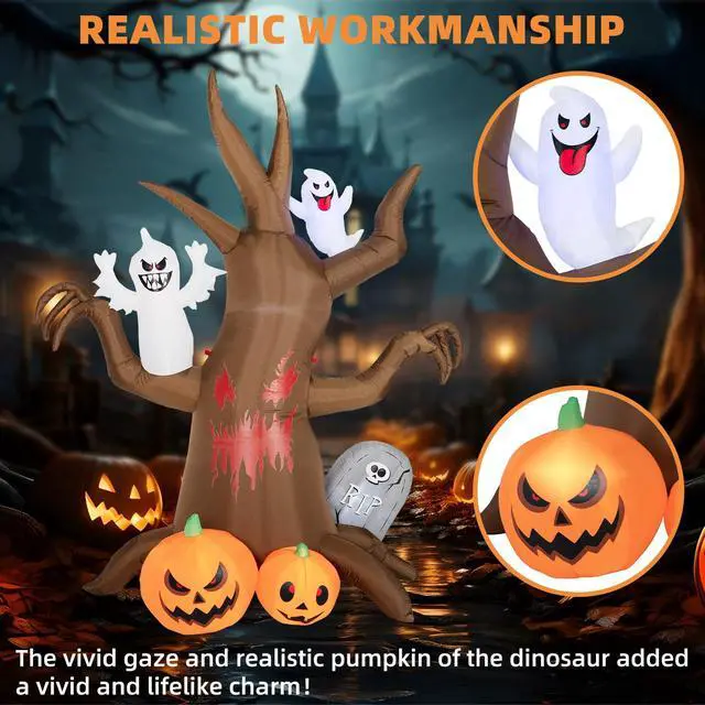 Alt view image 3 of 7 - 8FT Halloween Inflatable Scary Tree Decorations Outdoor,Halloween Blow Up Yard Decorations Built-in LED Lights, Party Decorations,Giant Haunted House Decor,for Garden/Lawn.