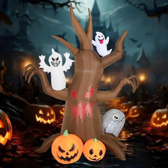 Main image of 8FT Halloween Inflatable Scary Tree Decorations Outdoor,Halloween Blow Up Yard Decorations Built-in LED Lights, Party Decorations,Giant Haunted House Decor,for Garden/Lawn.