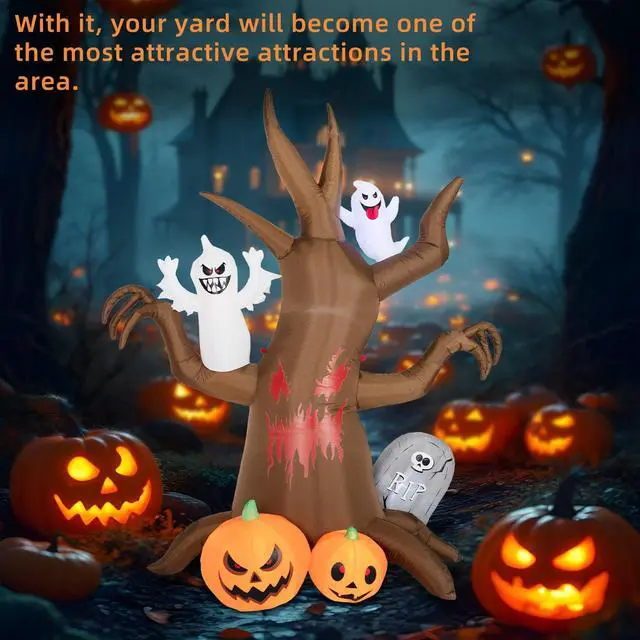 Alt view image 6 of 7 - 8FT Halloween Inflatable Scary Tree Decorations Outdoor,Halloween Blow Up Yard Decorations Built-in LED Lights, Party Decorations,Giant Haunted House Decor,for Garden/Lawn.