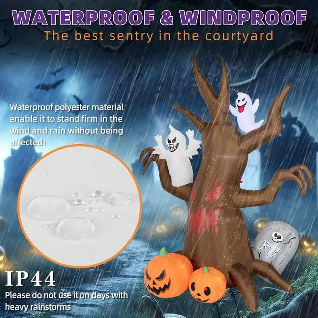 Alt view image 5 of 7 - 8FT Halloween Inflatable Scary Tree Decorations Outdoor,Halloween Blow Up Yard Decorations Built-in LED Lights, Party Decorations,Giant Haunted House Decor,for Garden/Lawn.