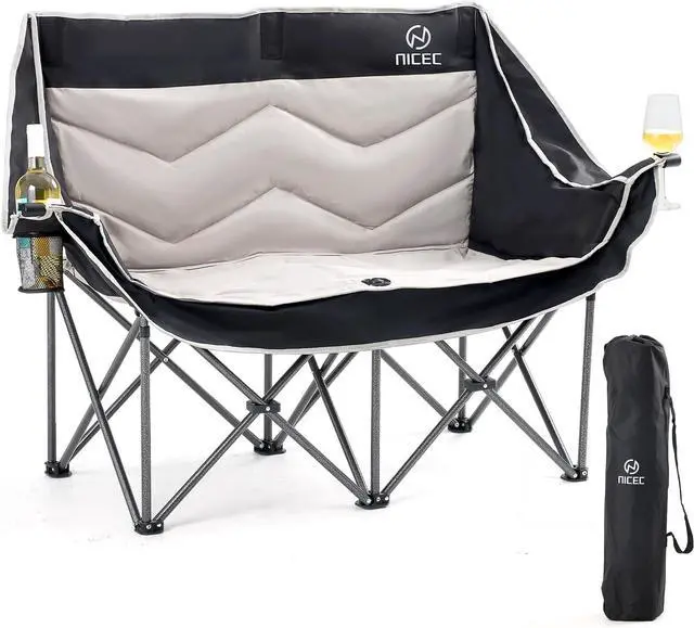 Main image of 2 Room Instant Pop-Up Camping Shower Tent + Oversized Double Camping Chair