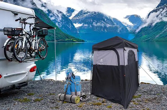 Alt view image 4 of 7 - Camping Shower Tent + Beach Chair with Umbrella Cooler