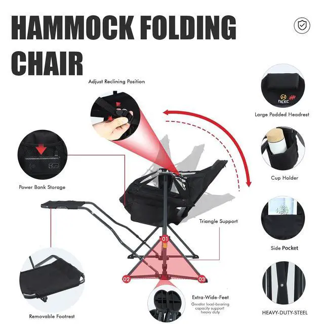 Alt view image 7 of 7 - Camping Shower Tent + Heated Hammock Camping Chair with Footrest