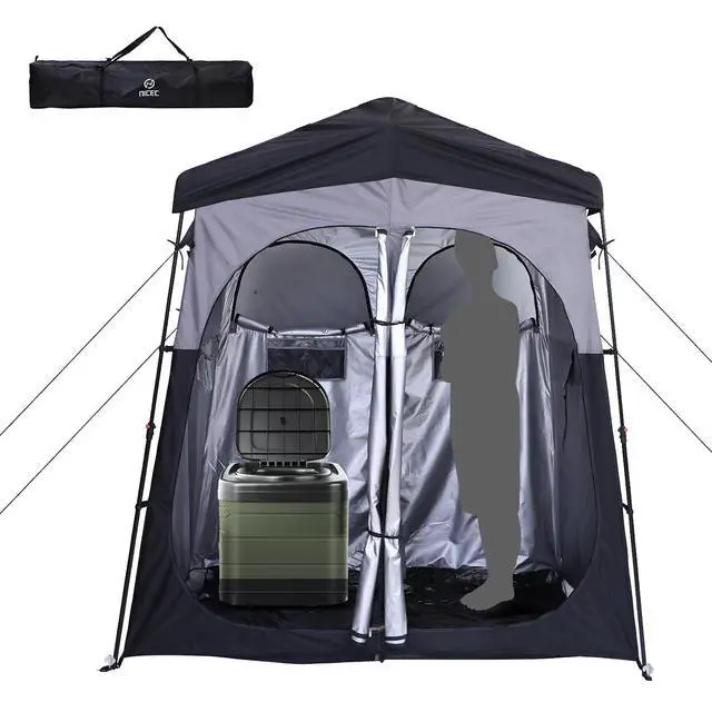 Alt view image 2 of 7 - Camping Shower Tent (2 Room) + High Back Folding Camping Chair (2-Pack)