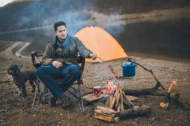 Alt view image 2 of 7 - Heated Hammock Camping Chair with Battery, Swing Rocking Folding Outdoor Chair, High Back Chairs with Stand, Cup Holder, Side Pocket, Heavy Duty, 10000mAh Power Bank Included(1 Pack)