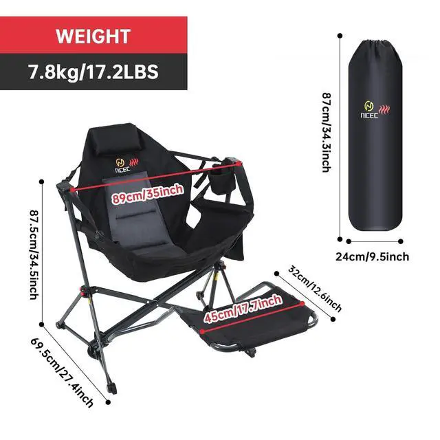 Alt view image 3 of 7 - Grill Table, Outdoor Grill Table, Camping Table, Tailgate Table Adjustable Height & Width + Hammock Camping Chair with Footrest, Heated Camping Chair, Hammock Camping Chair, Camping Chair Rocker 1-P