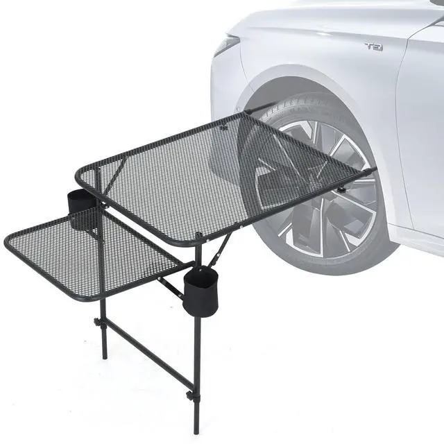 Alt view image 2 of 7 - Beach Wagon, Heavy Duty Folding Utility Cart with 9" Balloon Wheels for Sand, Adjustable Handle + Tailgate Table, Car Desk, Camping Tables, Overlanding Gear