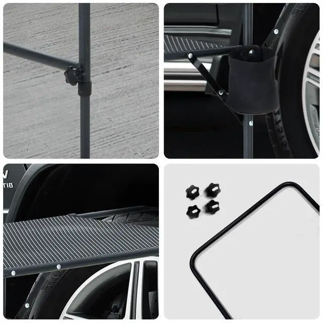 Alt view image 5 of 7 - Beach Chair, Beach Chairs for Adults with Umbrella and Cooler, High Back, Cup Holder (1 Yellow) + Tailgate Table, Car Desk, Tailgate Table, Car Camping, Camping Table, Overlanding Gear