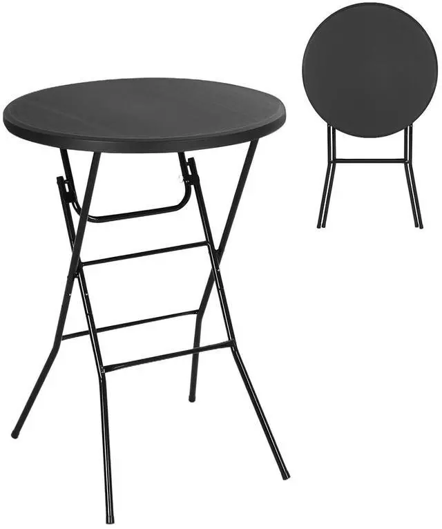 Main image of Plastic High Top Round Table, Portable Cocktail Bar Table, 31.5" Foldable Counter Height Tables, Waterproof Outdoor/Indoor Bistro Tables for Parties, Weddings, Camping, Backyard (Black, 1 Pack)