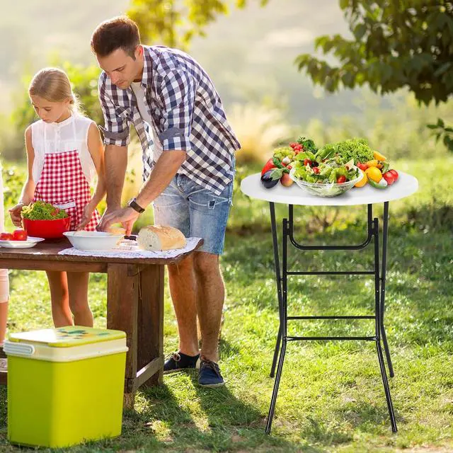 Alt view image 7 of 7 - Plastic High Top Round Table, Portable Cocktail Bar Table, 31.5" Foldable Counter Height Tables, Waterproof Outdoor/Indoor Bistro Tables for Parties, Weddings, Camping, Backyard (White, 2 Pack)