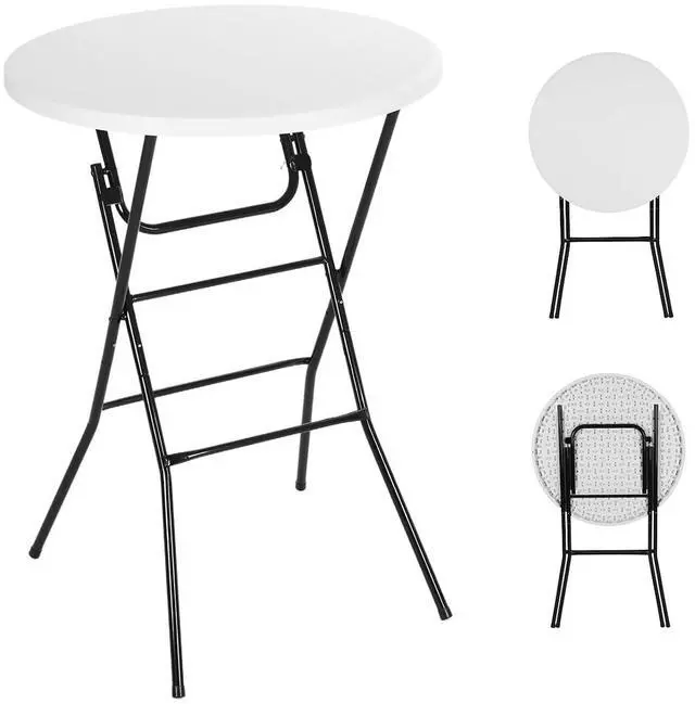 Alt view image 7 of 7 - Plastic Picnic Table, 31.5" Folding Round Tables, with Detachable Legs, Waterproof Camping Table, Folding Table Height Adjustable with Carry Handle