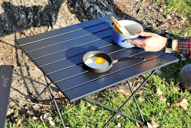 Alt view image 2 of 5 - Camping Table, Camp Table, Folding Table, Beach Table, Roll up Foldable Collapsible, Aluminum Ultralight Compact with Carry Bag for Outdoor, Picnic, Cooking, Festival, Indoor, Office