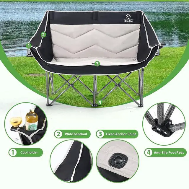Alt view image 3 of 7 - Toddler Beach Chair, Baby Beach Chair, Kids Beach Chair, Kids Camping Chair 2-P + Double Camping Chair, Oversized Camping Loveseat, Padded Folding Loveseat, Camping Couch, Portable Camp Chair