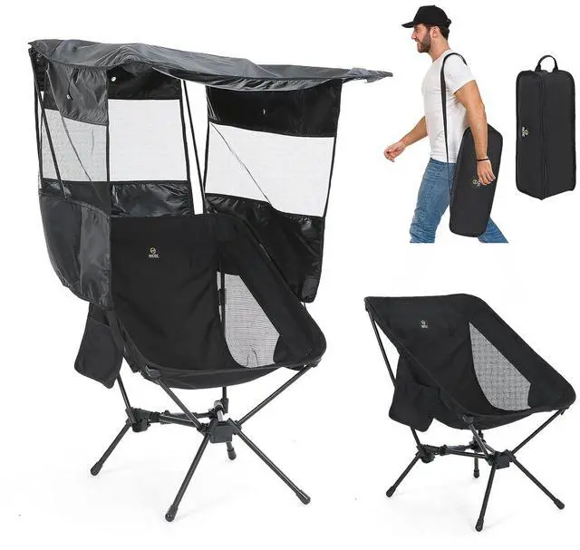 Main image of Camping Chair with Canopy, Compact Chair with Shade, Ultralight Umbrella Fishing Chairs, Portable Backpack Chairs, Lightweight, Travel, Picnic, Festival, Hiking, Sports (1 Pack, Black)