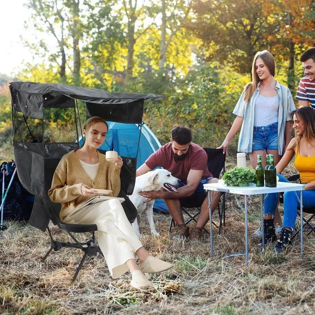 Alt view image 2 of 7 - Chair with Canopy, USB, Type-C&DC Charging Cable Included Camping Chair with Canopy, Ultralight Umbrella Chairs