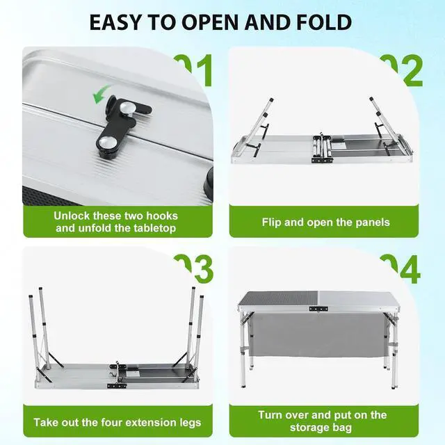 Alt view image 7 of 7 - Camping Table, Storage Camping Table with Solar Panels, Storage Kitchen Tables, Folding Tables, 45W Output, w/USB, Type-C & DC Charging Cable, For Outdoor, Beach, BBQ, Picnic, Cooking, Festival