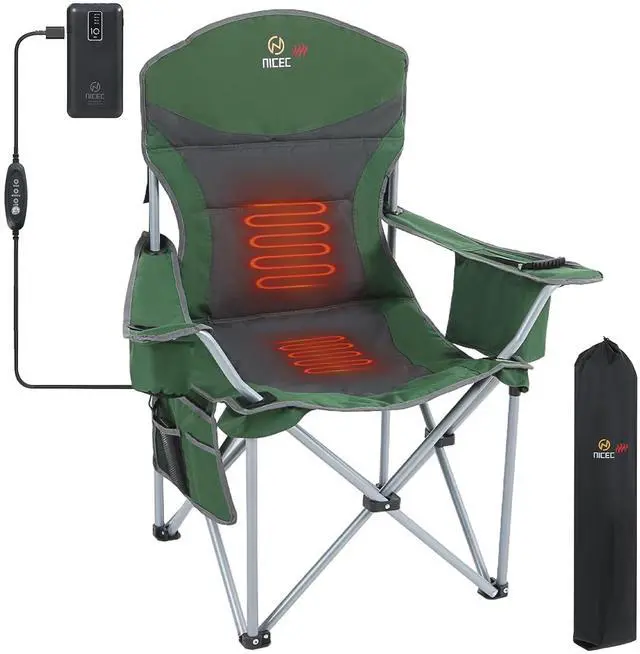 Main image of Heated Camping Chair for Adults, USB Powered Portable Folding Heated CampingOutdoor Chair, with Cooler Bag, Cup Holder, Side Pocket, Carry Bag (1 Pack)