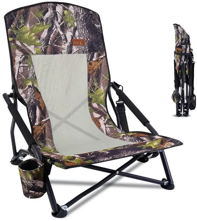 Main image of Hunting Chair, Low Camping Chairs, Turkey Hunting Strutter Chair, Folding Backpacking with Cup Holder & Carry Strap Compact & Heavy Duty, Travel, Picnic (1 Pack)