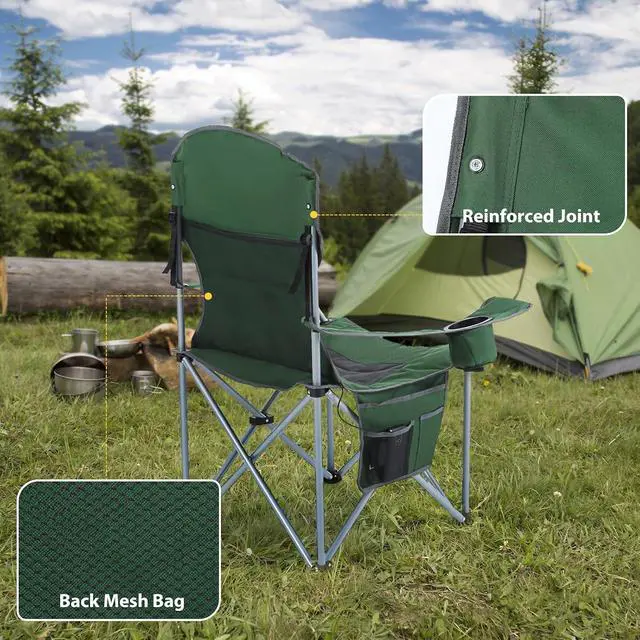 Alt view image 6 of 6 - Heated Camping Chair for Adults, USB Powered Portable Folding Heated CampingOutdoor Chair, with Cooler Bag, Cup Holder, Side Pocket, Carry Bag (1 Pack)