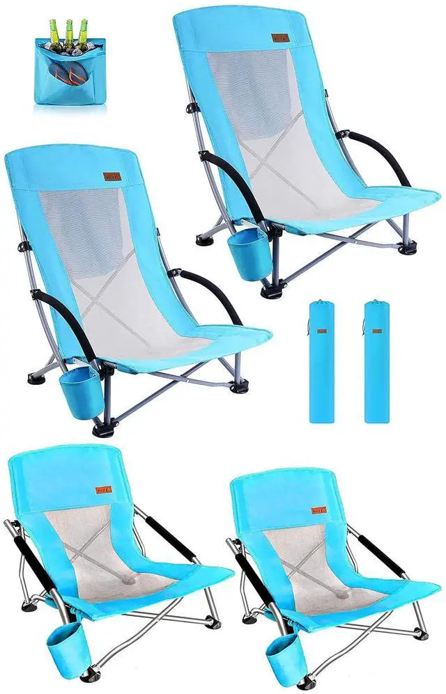 Main image of 2 Pack Low Beach Chair + 2 Pack High Back Cooler Beach Chair