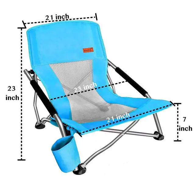 Alt view image 3 of 7 - 2 Pack Blue Beach Chair + 1 Pack Folding Table with Cooler