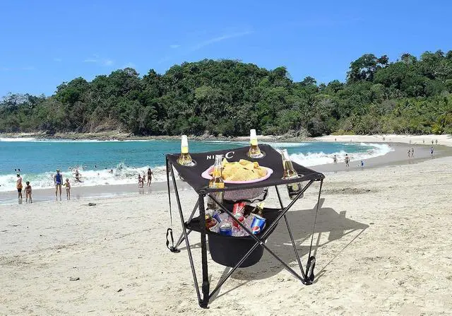 Alt view image 2 of 7 - 2 Pack Blue Beach Chair + 1 Pack Folding Table with Cooler