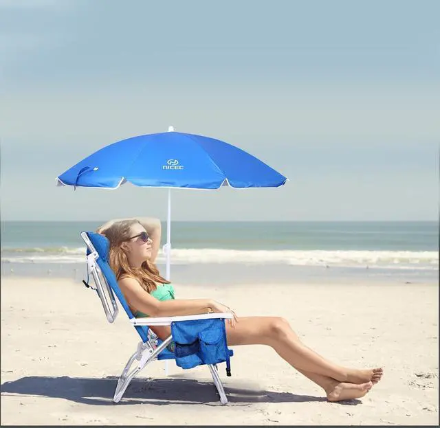 Alt view image 7 of 7 - Backpack Beach Chair with Cooler and Umbrella, Cup Holder + Ultralight Camping Table with Cooler & Carry Bag, Portable