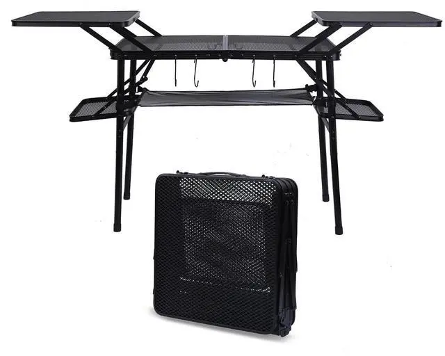 Main image of Adults Low Beach Chair, Sling, Folding, Portable, Concert, Kids, Boat, Sand Chair with Cup Holder & Carry Bag 2-P + Camping Table, Folding Table, Grill Table, Folding Camping Table with 4 Side Tables