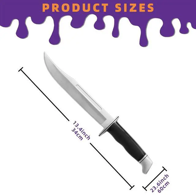 Alt view image 2 of 7 - 13.5" Halloween Fake Rubber Knife,Halloween Cosplay Knife Prop,Martial Arts Safe Practice Knives,Plastic Halloween Decorations.