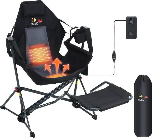 Main image of Chair with Canopy, Heated Camping Chair with Battery, Removable Footrest Heated Hammock Camping Chair with Footrest, Battery