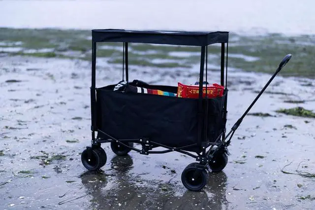 Alt view image 2 of 7 - Chair with Canopy, Chair with Shades, Camping Chair, Sports Chairs, Beach Chair, w/Removable Footrest 2-Pack+Wagons Carts Foldable, Foldable Wagon, Collapsible Wagon with Solar Panel Canopy