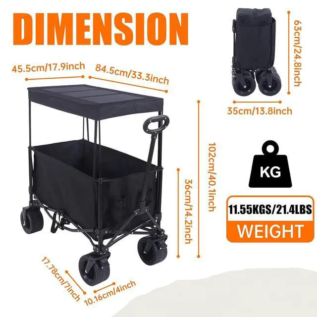 Alt view image 4 of 7 - Chair with Canopy, Chair with Shades, Camping Chair, Sports Chairs, Beach Chair, w/Removable Footrest 2-Pack+Wagons Carts Foldable, Foldable Wagon, Collapsible Wagon with Solar Panel Canopy