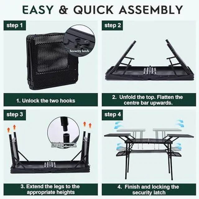 Alt view image 5 of 6 - 4 ft Folding Cooler, Grazing Table, Tables with Drain, Bar Cooler Tables & Camping Table, Compact Folding Tailgate Grill Table, Outdoor Metal Tables