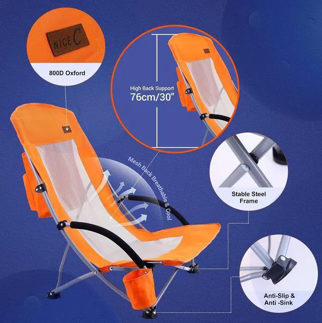 Alt view image 7 of 7 - 2 Backpack Beach Chair with Umbrella + 2 Pack Beach Chair with Cooler