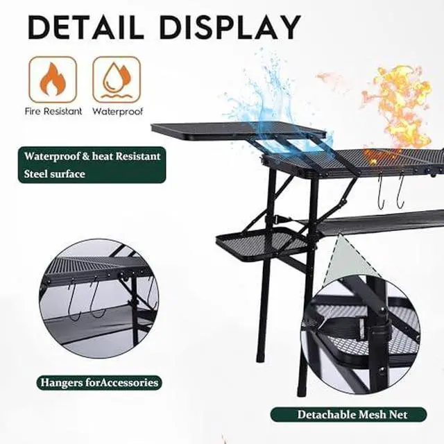 Alt view image 2 of 6 - 4 ft Folding Cooler, Grazing Table, Tables with Drain, Bar Cooler Tables & Camping Table, Compact Folding Tailgate Grill Table, Outdoor Metal Tables