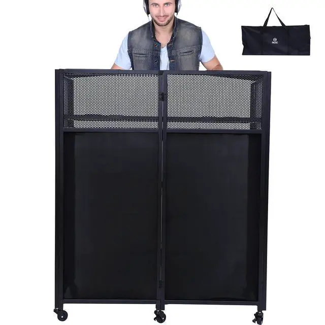 Alt view image 7 of 7 - DJ Booth, DJ Table, DJ Facade, Portable DJ Booth Table with Lighting Scrims, Carry Case, 40x20 inch