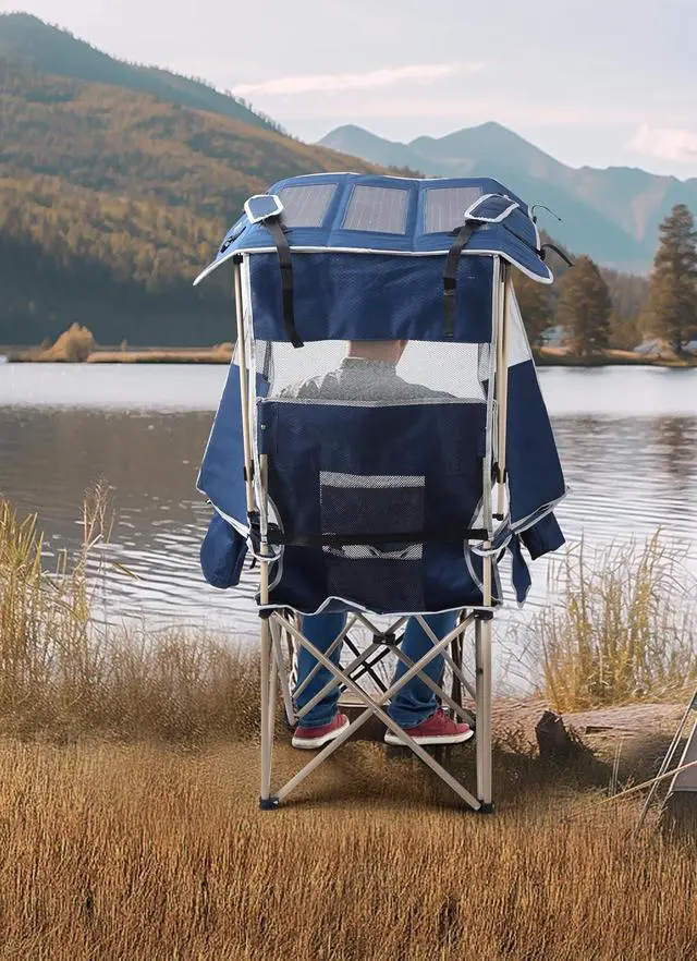 Alt view image 2 of 7 - Chair with Shade, Chair with Canopy, Sports Chairs, Folding Chairs for Outside with Canopy + Camping Table, Grill Table, Tailgate Tables, Solar Panel Tables with USB, Type-C&DC Charging Cable