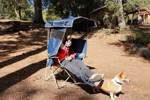 Alt view image 7 of 7 - Chair with Canopy, USB, Type-C&DC Charging Cable Included Camping Chair with Canopy, Ultralight Umbrella Chairs